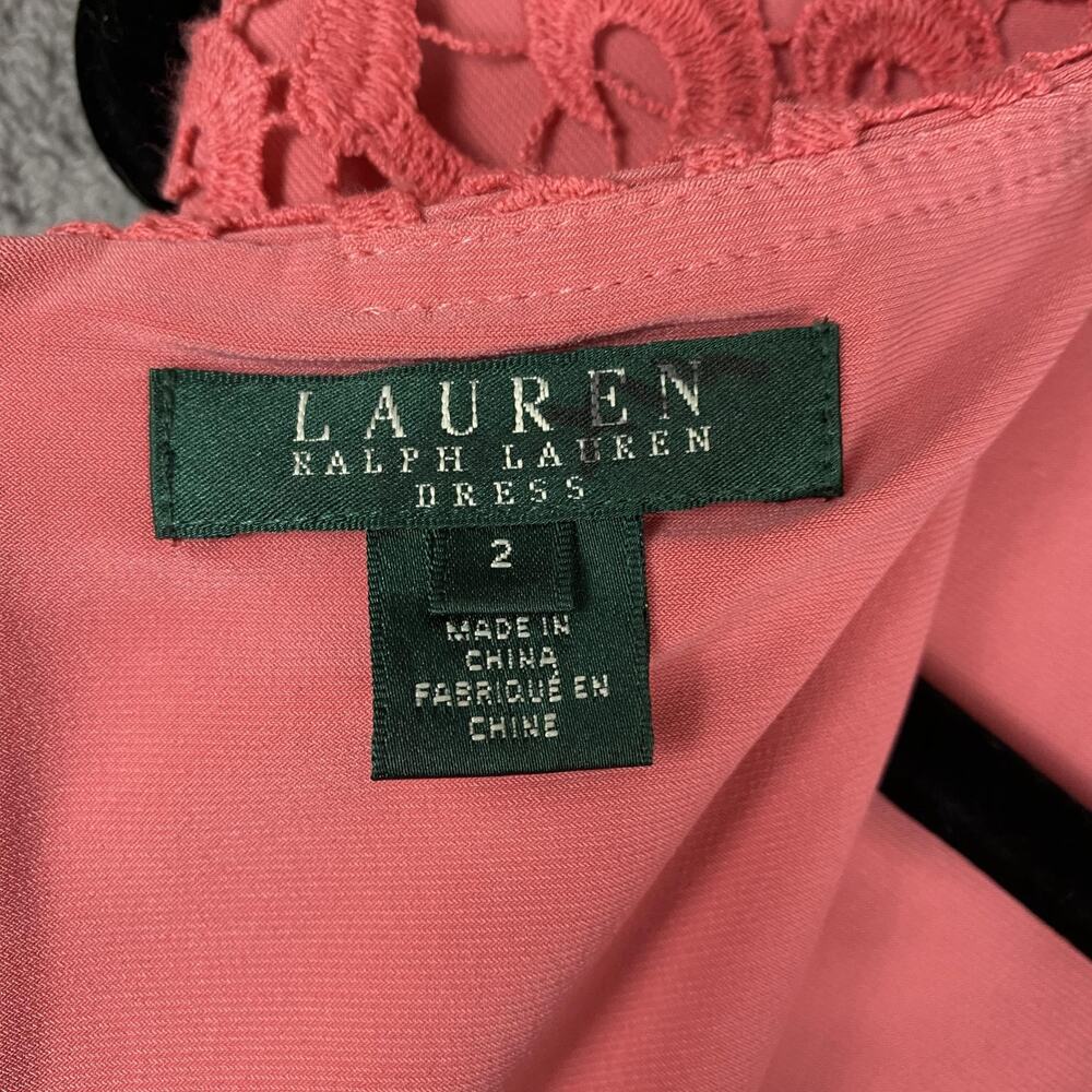Lauren Ralph Lauren Dress Womens 2 Pink Lace Sleeveless Sheath Formal Cocktail - Picture 7 of 13